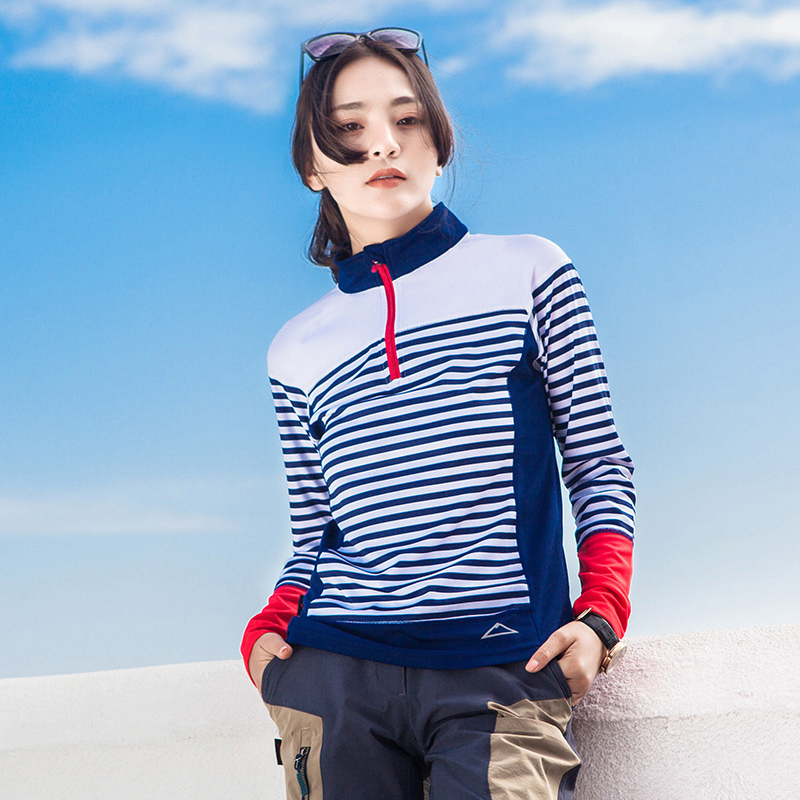 outdoors men and women lovers motion Quick drying Bluish white stripe ventilation Large Easy Stand collar Long sleeve T-shirt Sea-striped shirtin the Outdoor/Mountaineer/Camping/Travel Goods , Outdoor clothing , Quick-drying underwear , Quick-drying T-shirt category - from Buy2taobao.com to provide professional Taobao agent buy service
