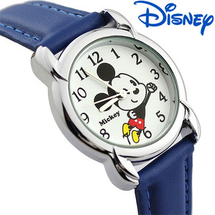  正品迪士尼儿童表 男孩防水米奇手表 儿童皮带表 学生男童卡通表