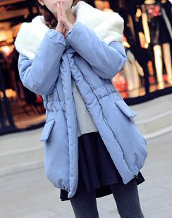  木木枼冬装韩系加厚外套大毛领 保暖长款棉衣 宽松甜美毛毛外套女