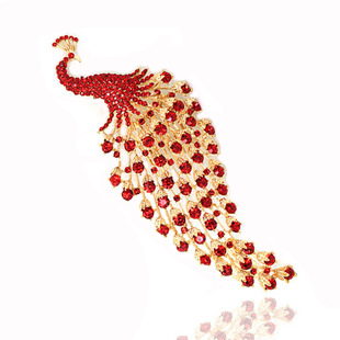  施幻麒H026 头饰 结婚 新娘 红色 礼服旗袍饰品 孔雀发饰