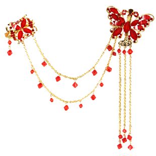  施幻麒H424 新娘饰品头饰结婚 红色礼服 小凤仙蝴蝶异域风情 额饰