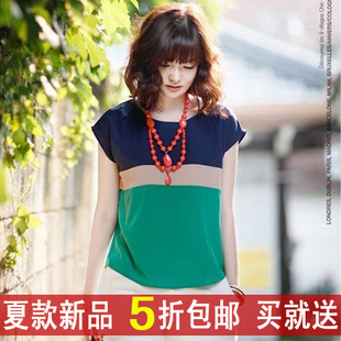  包邮春夏天装新款韩版女式宽松大码上衣打底衫麻纱短袖T恤潮