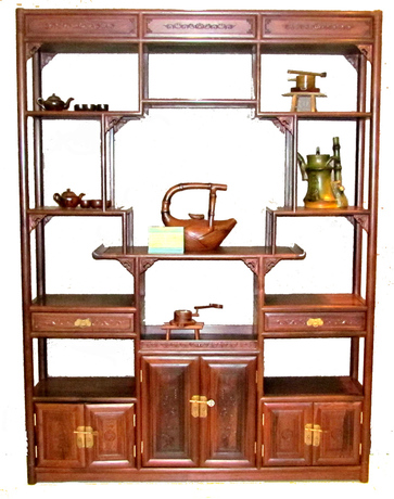 水雨轩功夫茶具 红木茶台 实木茶台 183博古架