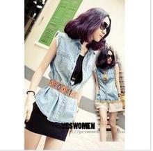 The explosion models denim vest female spring and summer retro code Sleeveless Vest Korean fashion vest coat waistcoat