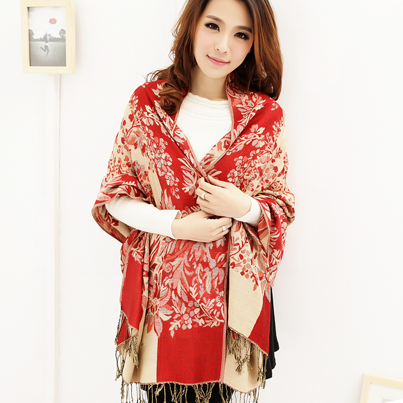 民族风保暖围巾流苏...