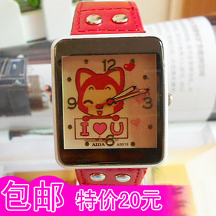  包邮韩国流行时尚儿童阿狸手表男孩女孩可爱卡通方形女表学生手表