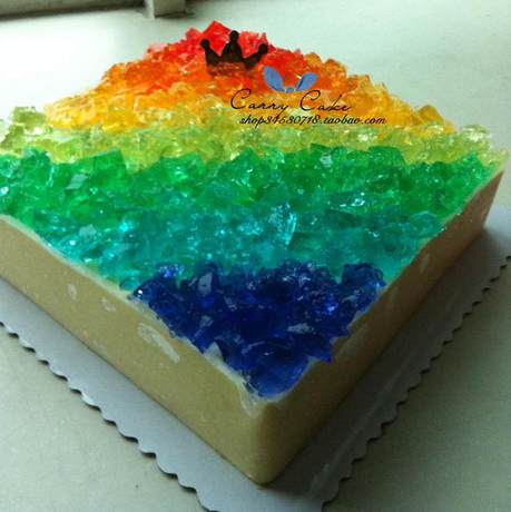 个性定制 无添加 淡奶油七色彩虹慕斯 生日蛋糕