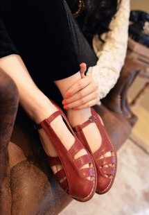  欧美复古风罗马凉鞋韩版时尚平底鞋春季新品镂空平跟鞋女鞋潮