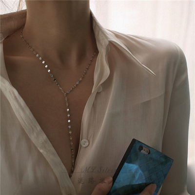 s925纯银毛衣链 设计感极简ins风长款项链简约百搭秋冬配饰欧美风