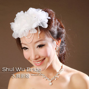  水钻流苏花朵结婚头饰婚纱配饰新娘头花婚纱发饰品 水舞新款 花韵