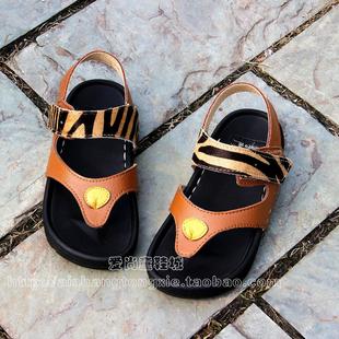  包邮!夏正品豹纹幼儿童洞洞鞋夹趾凉鞋 宝宝防滑沙滩拖鞋男女童