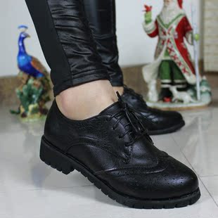  LO牛津鞋 英伦风女鞋 秋款单鞋 复古平跟小黑皮鞋平底鞋