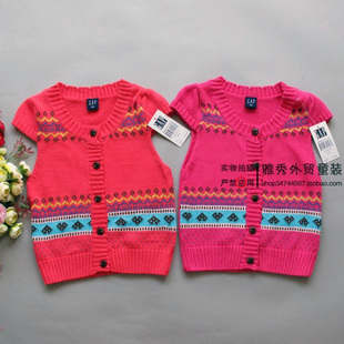  学院风童装 女童针织背心 儿童针织马甲 全棉坎肩  春秋新款 特惠