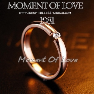  简约时尚钛钢彩金情侣戒指情侣对戒韩版18K玫瑰金潮人钻戒尾戒