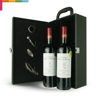  金奖红酒礼盒 法国波尔多原瓶进口AOC 干红葡萄酒 双支红酒礼盒装