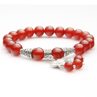  【天天特价】本命年 天然红玛瑙手链 长命锁 出入平安 健康护身
