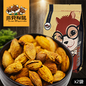  【抄底价】三只松鼠_壳杏仁零食坚果新疆特产巴旦木薄壳235gx2