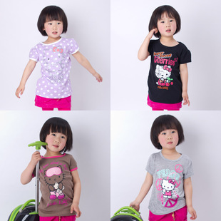  【九块邮独享】女童T恤短袖儿童夏装 韩版可爱猫咪公主全棉