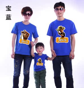  熊出没  新款 动漫夏季男女儿童中大童 短袖T恤父子亲子装