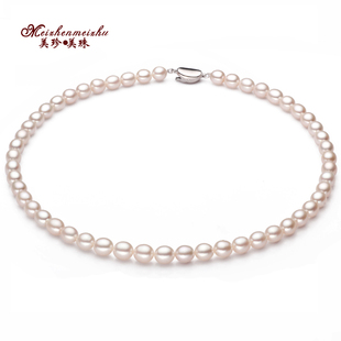  【美珍美珠】气质优雅款天然淡水珍珠项链 新品 9-10mm 强