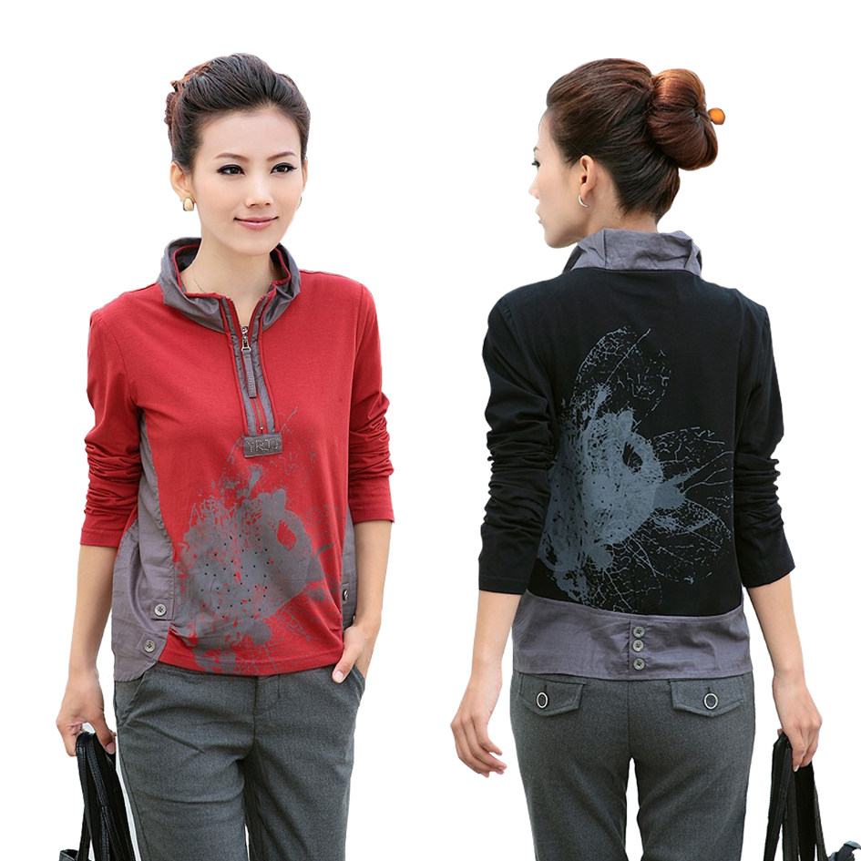 宽松T恤女长袖中老年<em>大号女装</em>春装t恤胖MM显