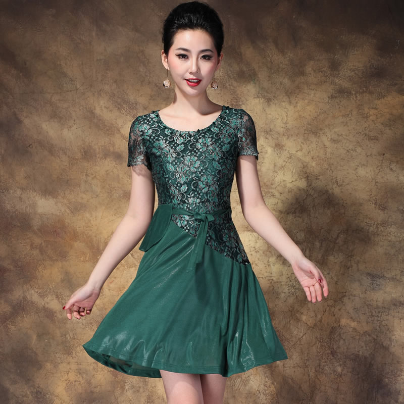 2013夏装ol品牌中年女装金线绣花韩版大码蕾丝连衣裙子年轻妈妈装 2013夏装ol品牌中年女装金线绣花韩版大码蕾丝连衣裙子年轻妈妈装