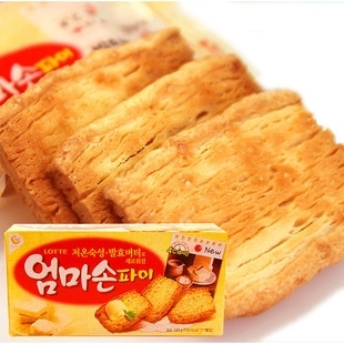  [书生]韩国进口乐天妈妈手派饼干127g(182)妈妈的蝴蝶酥 手工饼干