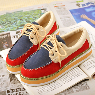  欧美平跟英伦松糕厚底鞋女鞋单鞋 潮年春款学生必备休闲鞋