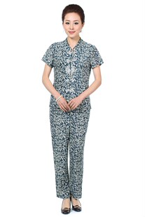  品牌春秋季睡衣女士纯棉质长袖家居服中老年加肥大码夏款套装