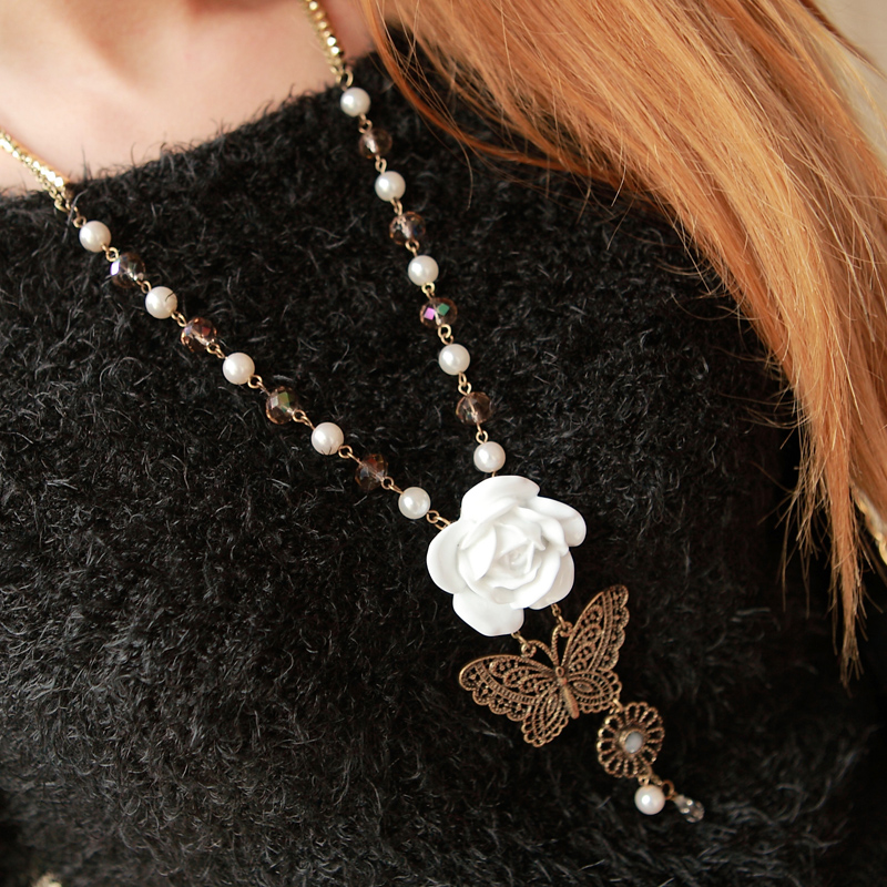 山茶花复古毛衣链...