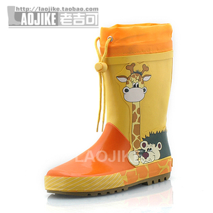  新款 男儿童雨鞋 黄色长颈鹿款雨靴 防滑水鞋套鞋 外贸原单
