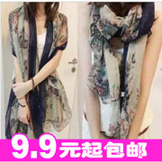 2013韩国秋冬女围巾田园复古碎花图腾围巾印花腰果花围巾披肩围脖