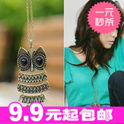 韩国饰品厂批发 大版欧美外贸饰品 复古猫头鹰长项链 长款毛衣链