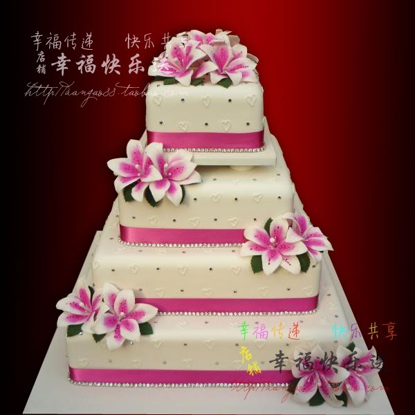 北京婚庆蛋糕订购 百年好合 百合花 翻糖百合婚礼蛋糕 北京婚庆蛋糕订购 百年好合 百合花 翻糖百合婚礼蛋糕
