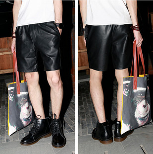 走秀潮男复古英伦五分<em>皮短裤</em> 态度 <em>韩</em>火火同款