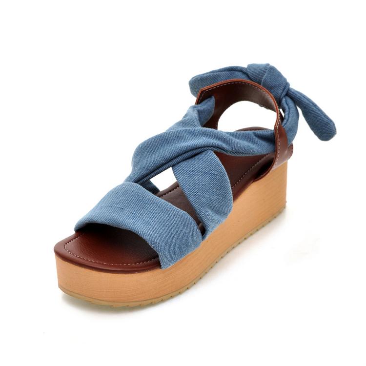 夏季新款厚底松糕鞋露...