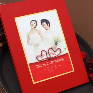 大红色签名册 签到本 礼金簿 定制个性婚品 结婚 照片签名册QMC55 大红色签名册 签到本 礼金簿 定制个性婚品 结婚 照片签名册QMC55