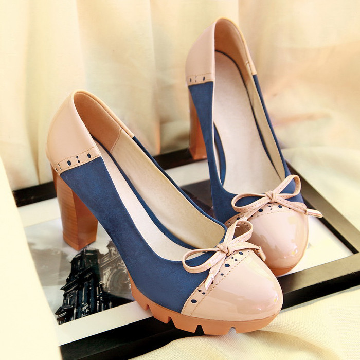 英伦蝴蝶结色拼接防...