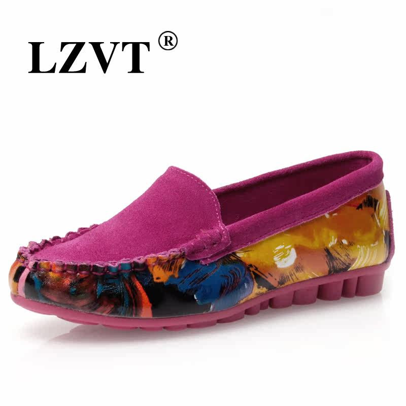 LZVT2013正品新款女单鞋真皮平跟豆豆鞋潮流女鞋大码妈妈鞋包邮
