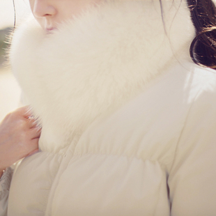  MIUS 冬装新款 女 韩版修身小清新白鸭绒真毛立领加厚羽绒服