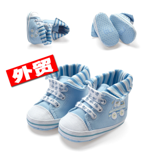  【外贸原单】出口欧洲 宝宝步前鞋 纯棉 软底 室内婴儿鞋 天蓝色