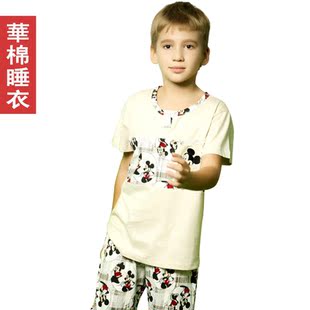  儿童睡衣男孩纯棉春夏季短袖长裤套装宝宝家居服男童大童睡衣童装