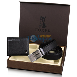  ★全新正品★金狐狸FOXER 皮具礼盒两件套LA01F03（男士钱包+皮?