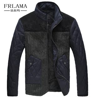  FRLAMA 原创夹棉保暖棉袄 时尚休闲毛线拼接男装棉衣 男式