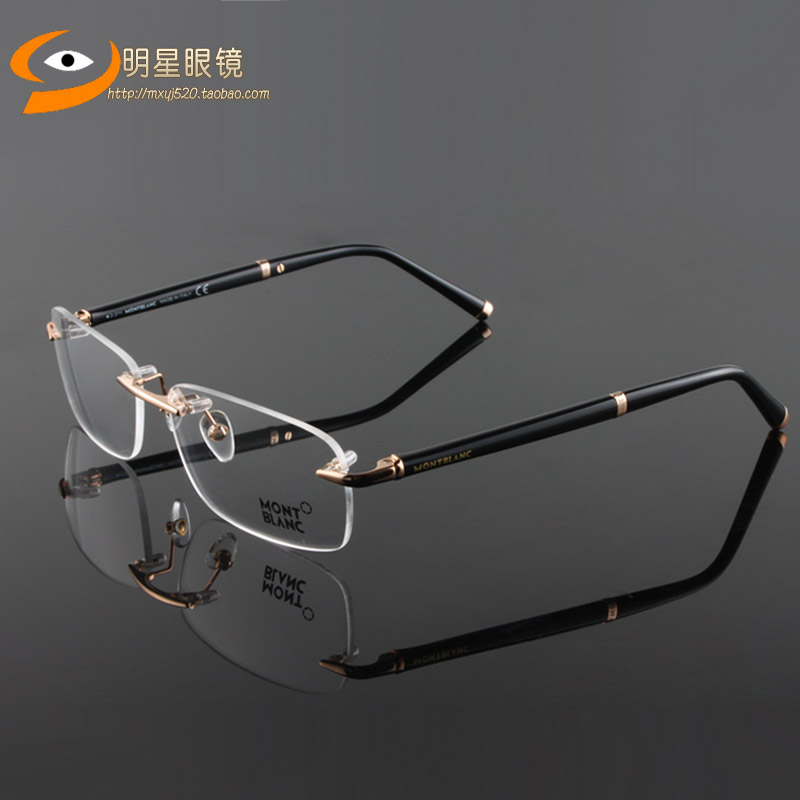 新款montblanc 万宝龙 mb374/375 男士 近视商务 无框眼镜架