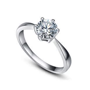  经典6爪瑞士钻戒镀18K白金钻戒克拉钻石六爪结婚求婚戒指