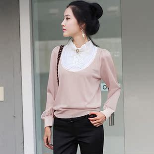  品牌特卖 styleonme 春装新款韩版女装灯笼袖针织衫打底衫706