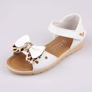  夏季女童凉鞋公主鞋女大童白色牛皮真皮儿童凉鞋韩版潮镂空