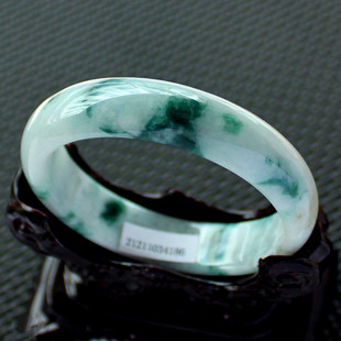  天然正品老坑翡翠手镯 a货飘花翡翠玉镯子送国家级证书水润亮丽