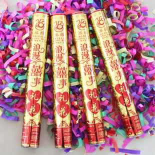  结婚用品 婚庆礼花/婚礼礼花筒/庆典派对无烟礼炮礼宾花/彩带40cm